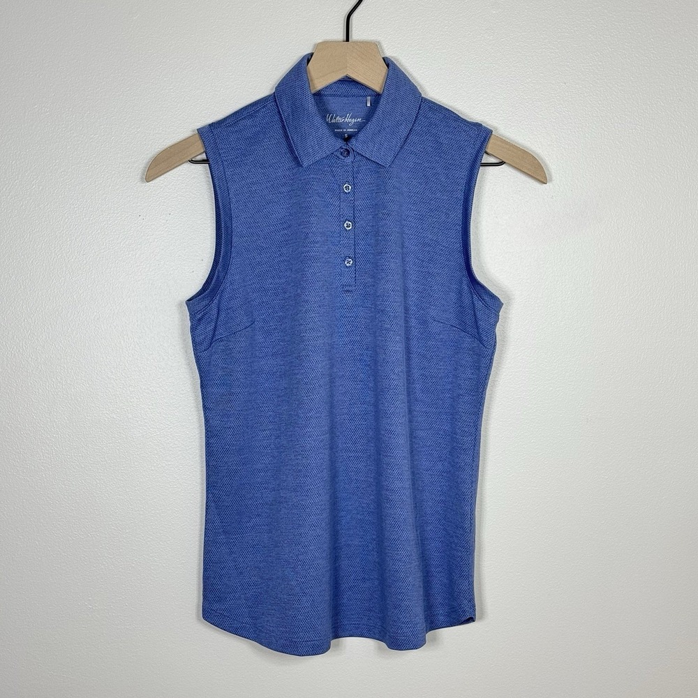 Walter Hagen Womens Sleeveless Polo Shirt S Blue Golf Tennis Pickleball